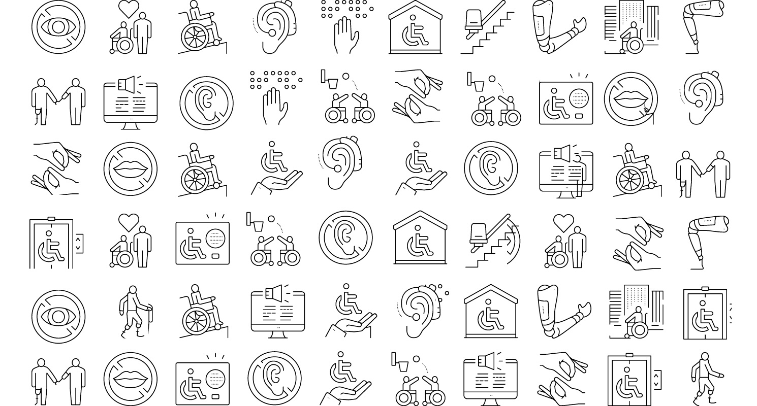 Various Accessibility and Disability Outline Icons